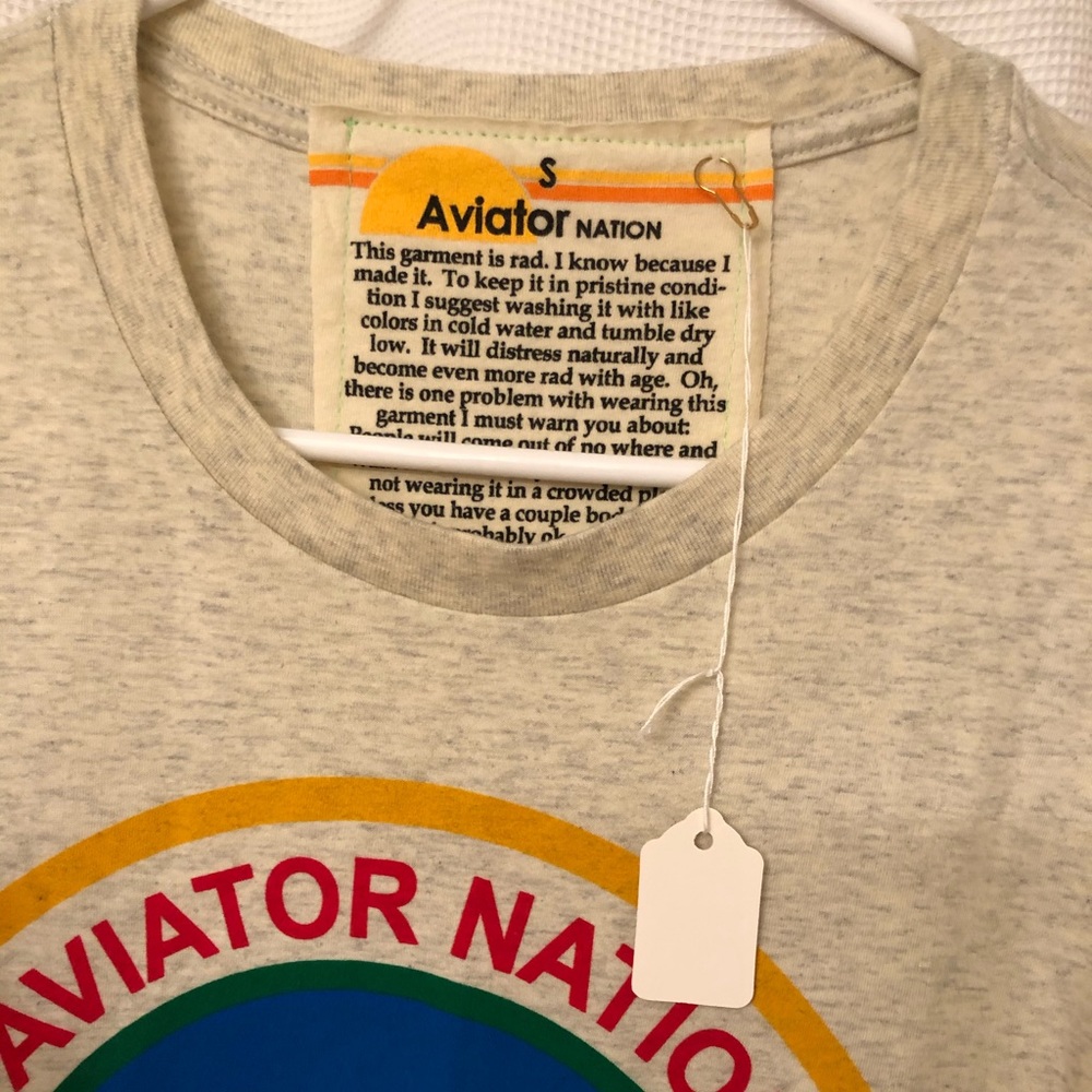 NWT Aviator Nation long sleeve sz S vintage white - Picture 6 of 7
